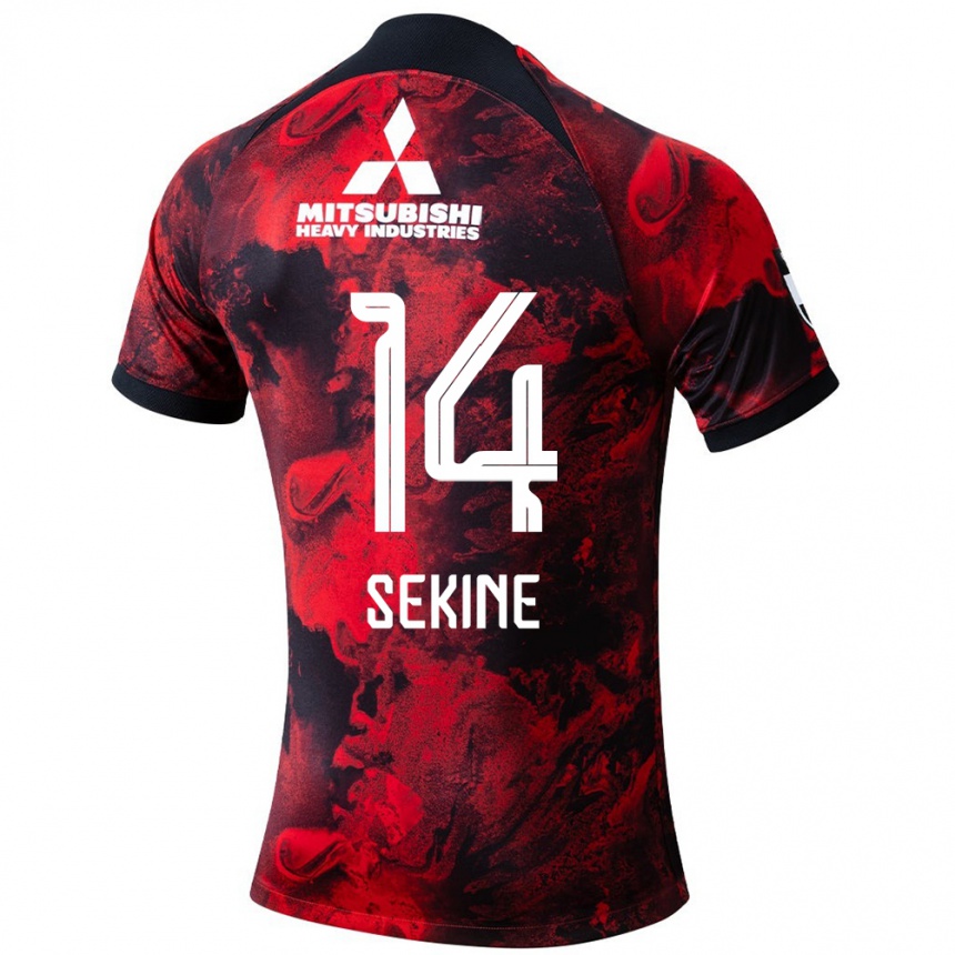 Enfant Football Maillot Takahiro Sekine #14 Rouge Noir Tenues Domicile 2024/25