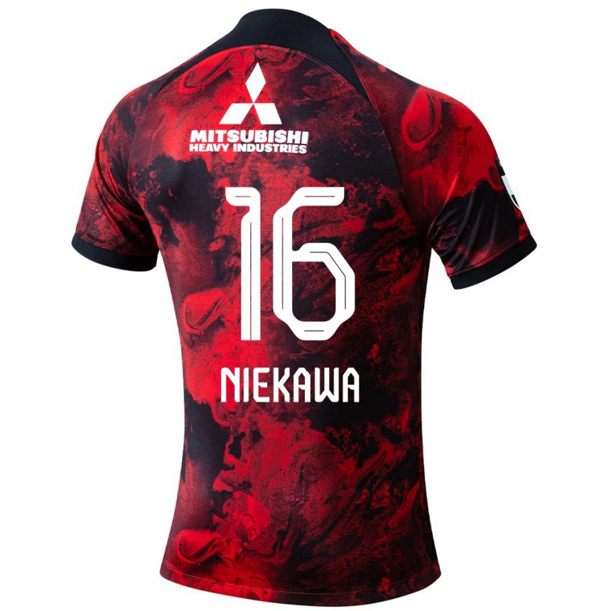 Enfant Football Maillot Ayumi Niekawa #16 Rouge Noir Tenues Domicile 2024/25