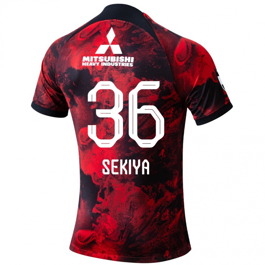 Enfant Football Maillot Hikaru Sekiya #36 Rouge Noir Tenues Domicile 2024/25