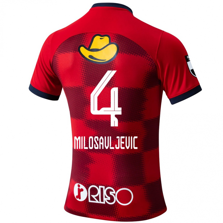 Enfant Football Maillot Radomir Milosavljevic #4 Rouge Bleu Blanc Tenues Domicile 2024/25