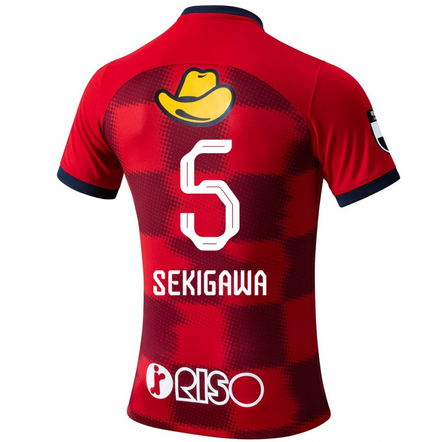 Enfant Football Maillot Ikuma Sekigawa #5 Rouge Bleu Blanc Tenues Domicile 2024/25