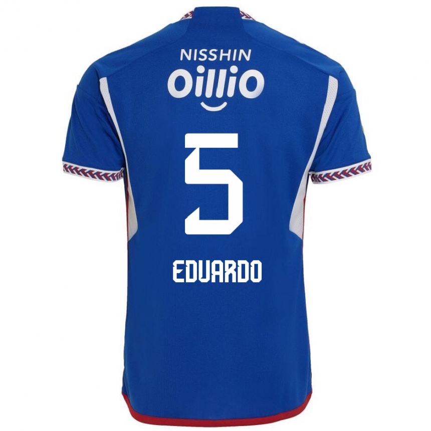 Enfant Football Maillot Eduardo #5 Bleu Blanc Rouge Tenues Domicile 2024/25