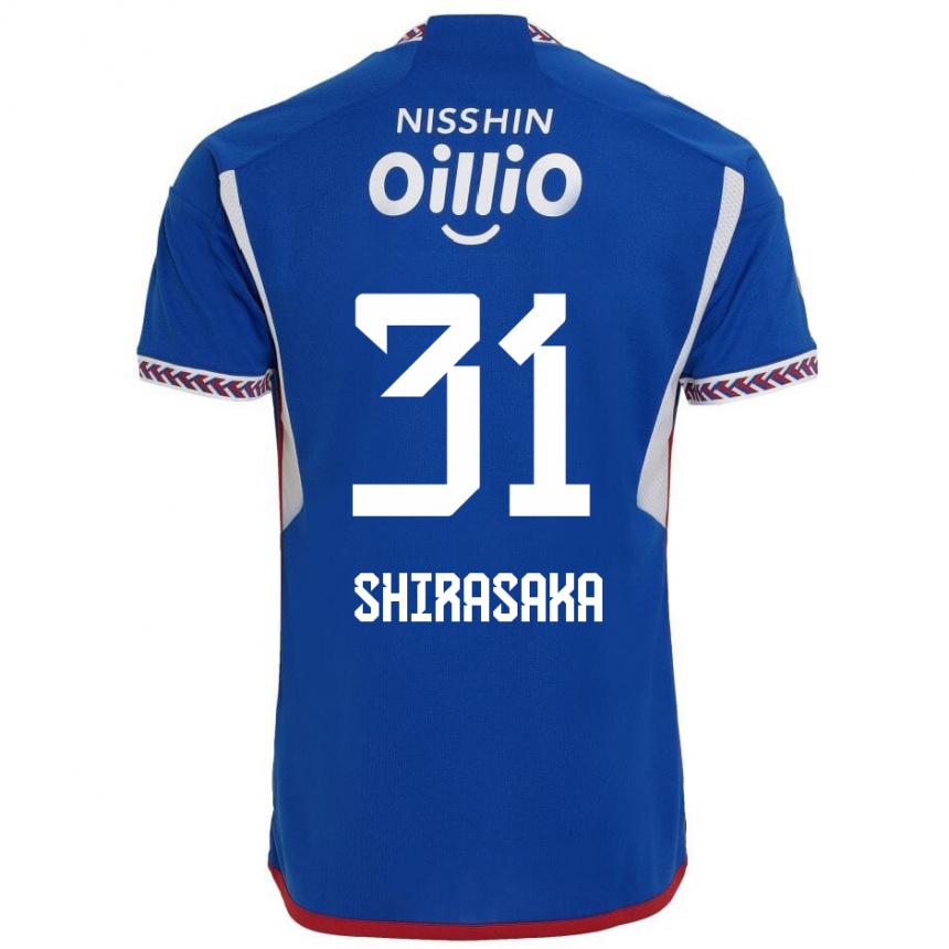 Enfant Football Maillot Fuma Shirasaka #31 Bleu Blanc Rouge Tenues Domicile 2024/25