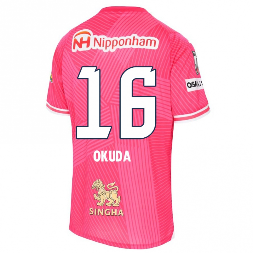 Enfant Football Maillot Hayato Okuda #16 Rose Blanc Tenues Domicile 2024/25