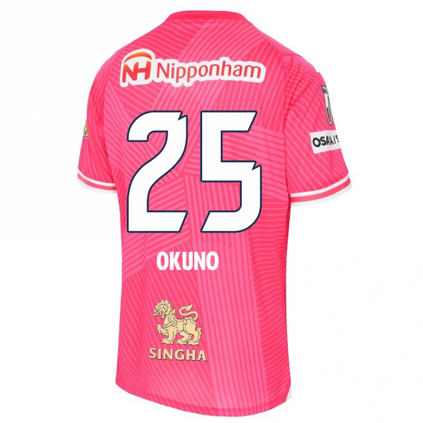 Enfant Football Maillot Hiroaki Okuno #25 Rose Blanc Tenues Domicile 2024/25