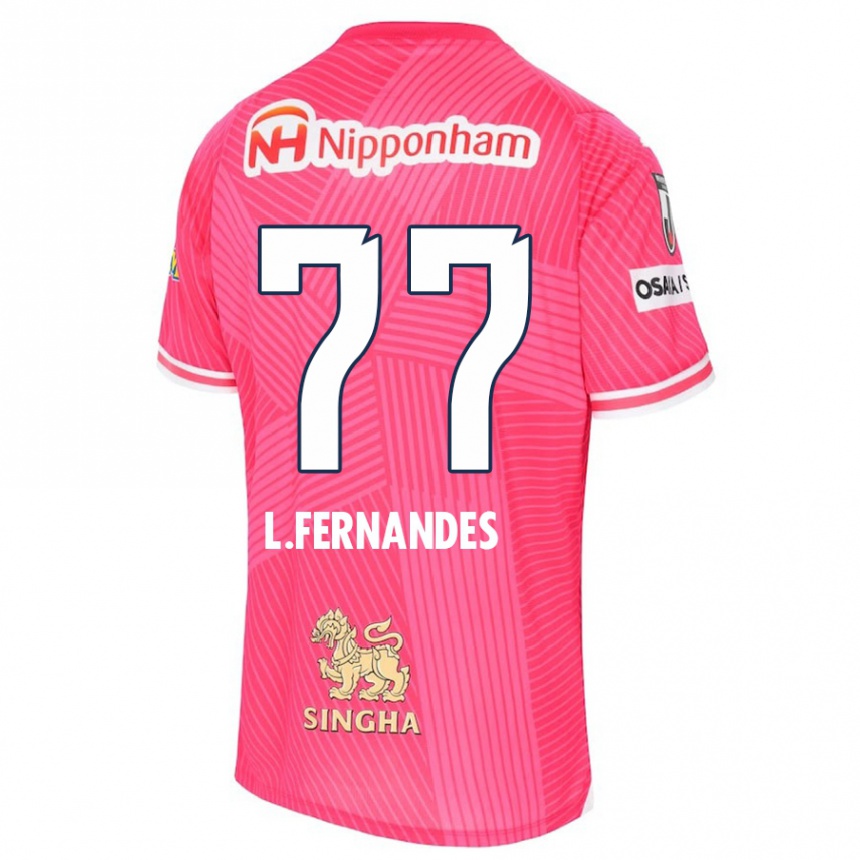 Enfant Football Maillot Lucas Fernandes #77 Rose Blanc Tenues Domicile 2024/25