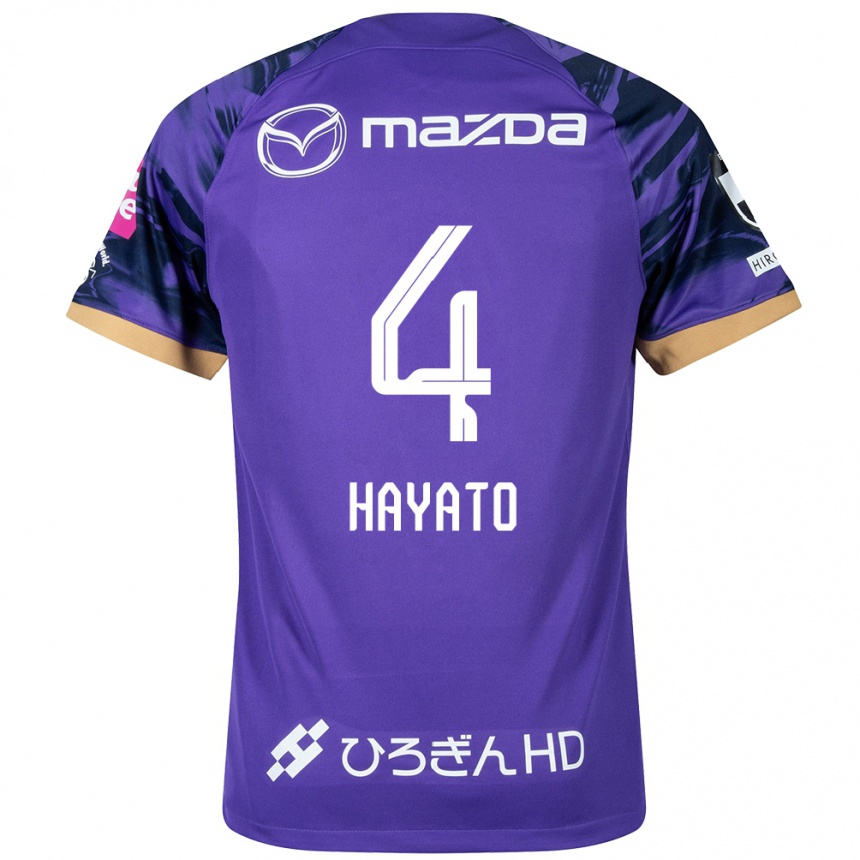 Enfant Football Maillot Hayato Araki #4 Blanc Violet Tenues Domicile 2024/25