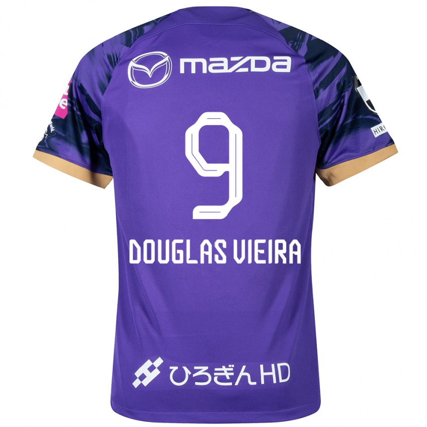 Enfant Football Maillot Douglas Vieira #9 Blanc Violet Tenues Domicile 2024/25