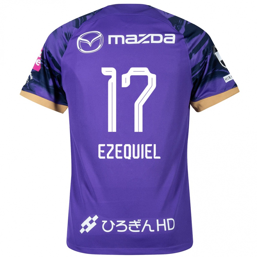 Enfant Football Maillot Ezequiel #17 Blanc Violet Tenues Domicile 2024/25