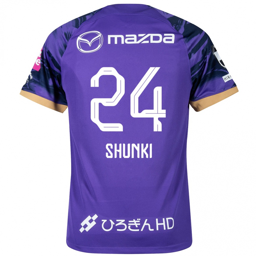 Enfant Football Maillot Shunki Higashi #24 Blanc Violet Tenues Domicile 2024/25