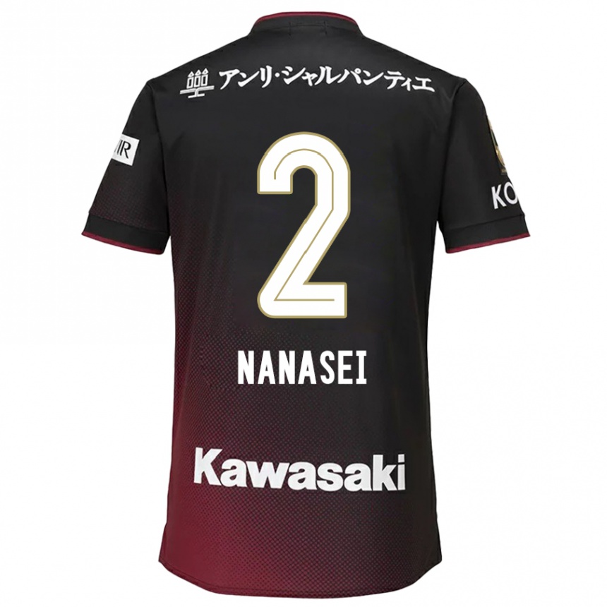 Enfant Football Maillot Nanasei Iino #2 Noir Rouge Tenues Domicile 2024/25