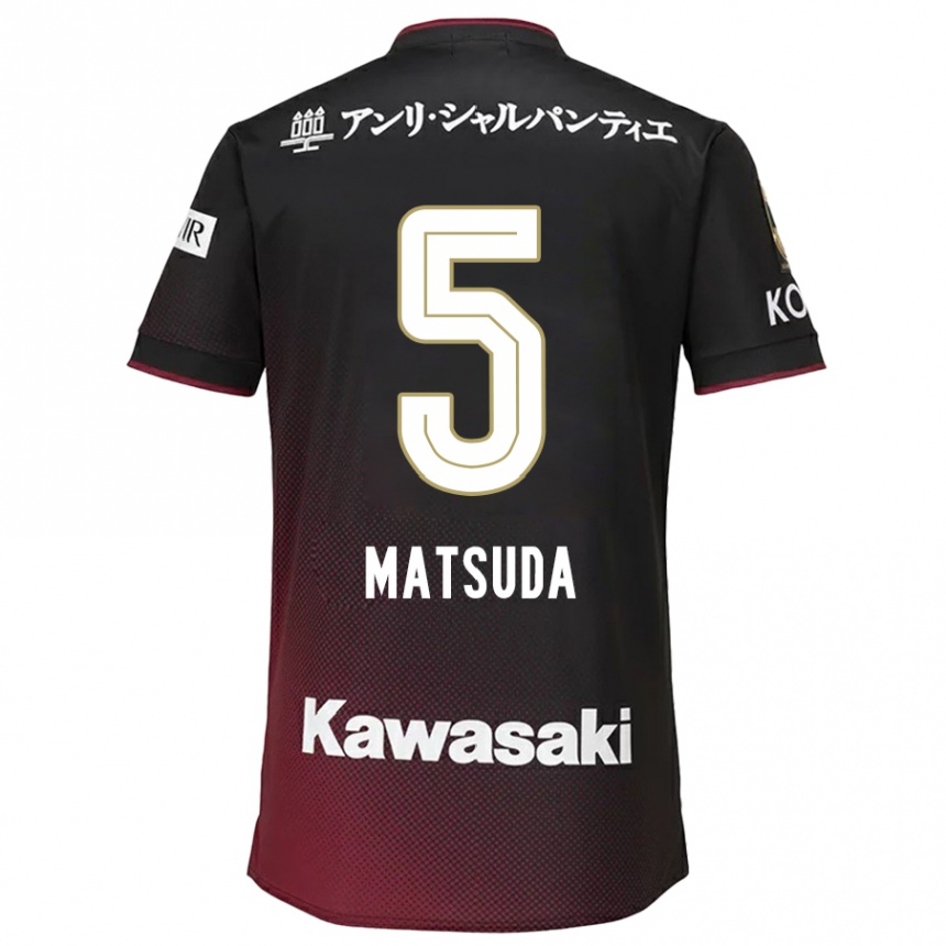 Enfant Football Maillot Shido Matsuda #5 Noir Rouge Tenues Domicile 2024/25