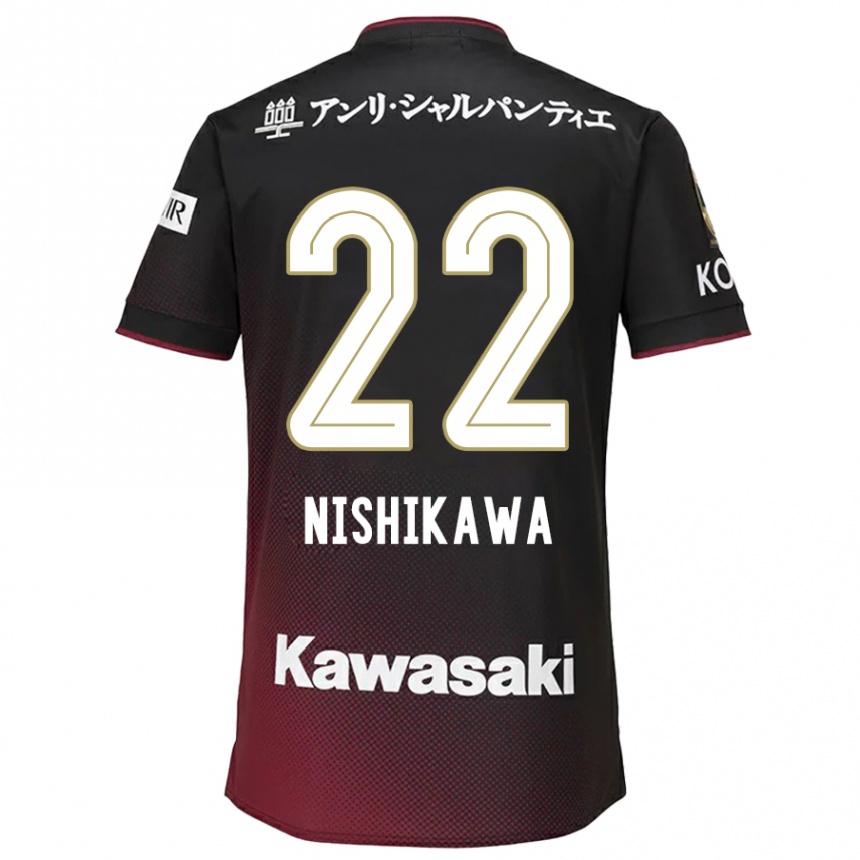 Enfant Football Maillot Aiku Nishikawa #22 Noir Rouge Tenues Domicile 2024/25