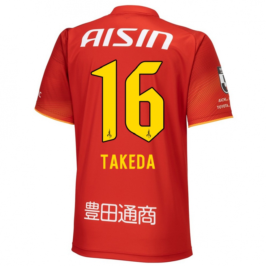 Enfant Football Maillot Yohei Takeda #16 Rouge Blanc Jaune Tenues Domicile 2024/25