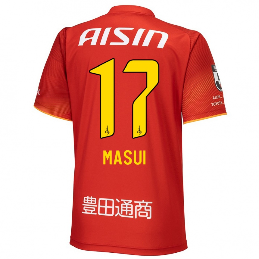 Enfant Football Maillot Ken Masui #17 Rouge Blanc Jaune Tenues Domicile 2024/25