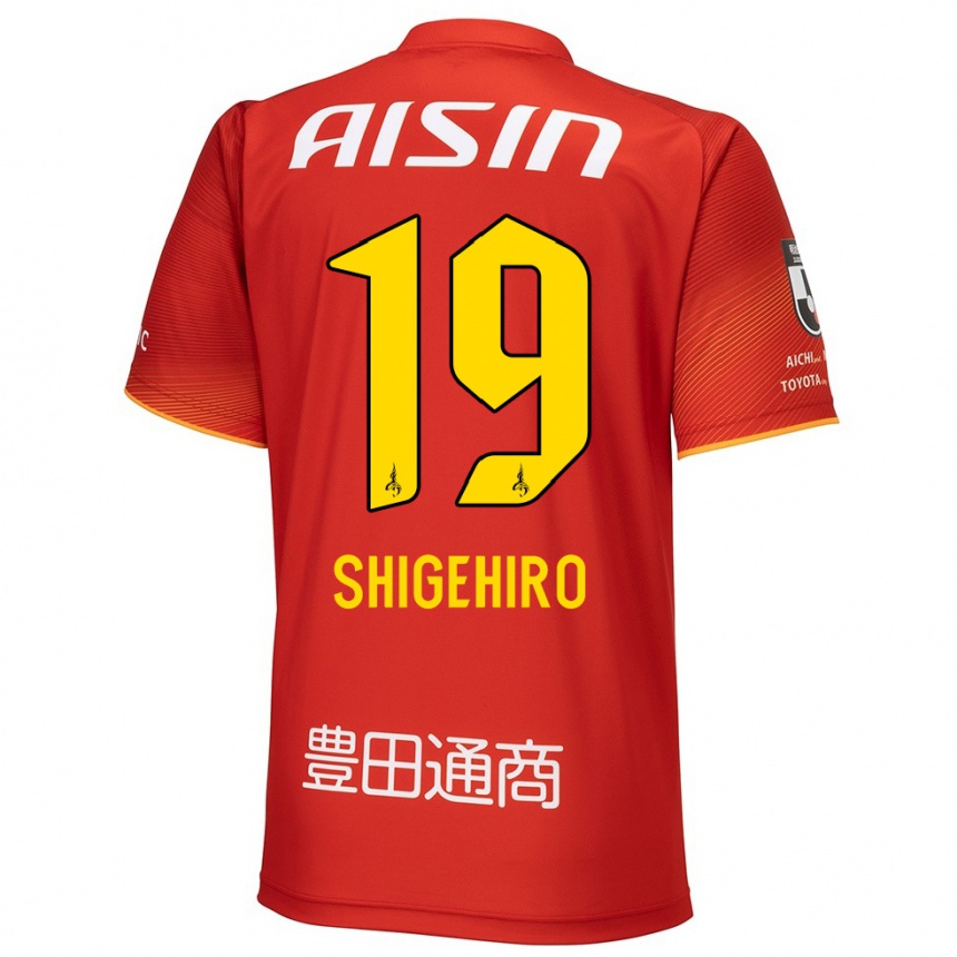 Enfant Football Maillot Takuya Shigehiro #19 Rouge Blanc Jaune Tenues Domicile 2024/25