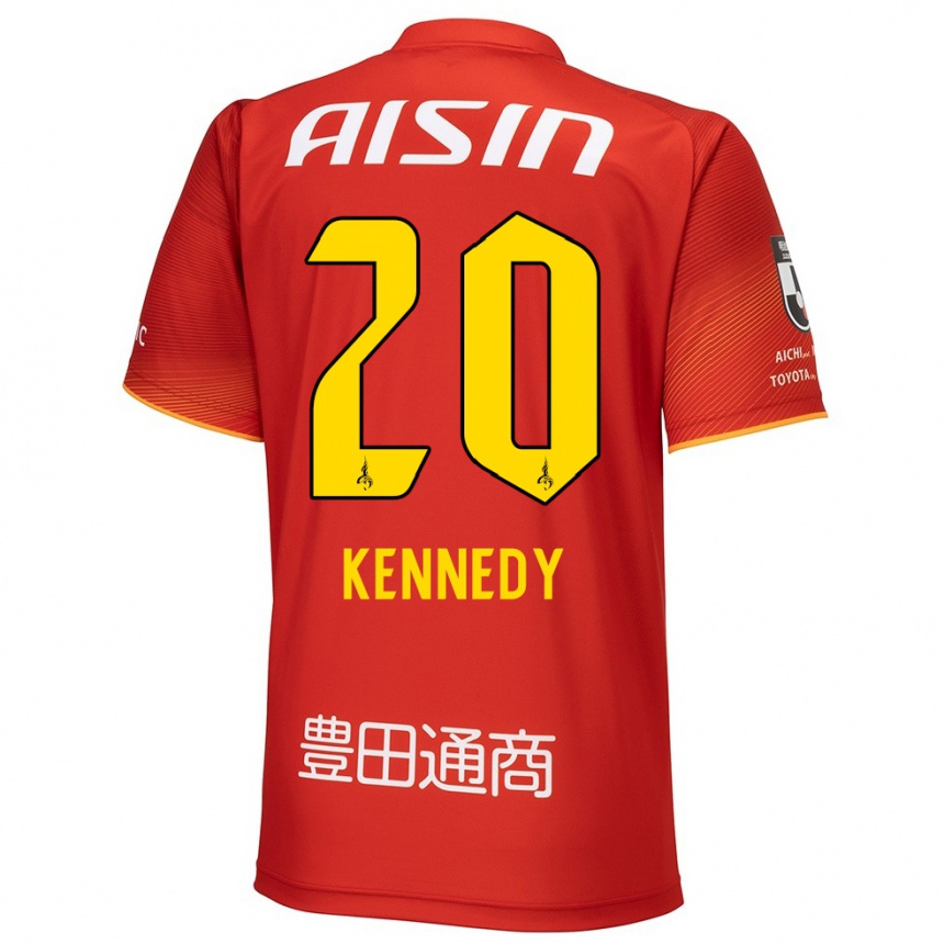 Enfant Football Maillot Kennedy Egbus Mikuni #20 Rouge Blanc Jaune Tenues Domicile 2024/25