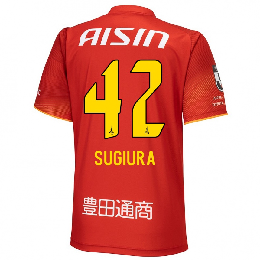 Enfant Football Maillot Shungo Sugiura #42 Rouge Blanc Jaune Tenues Domicile 2024/25