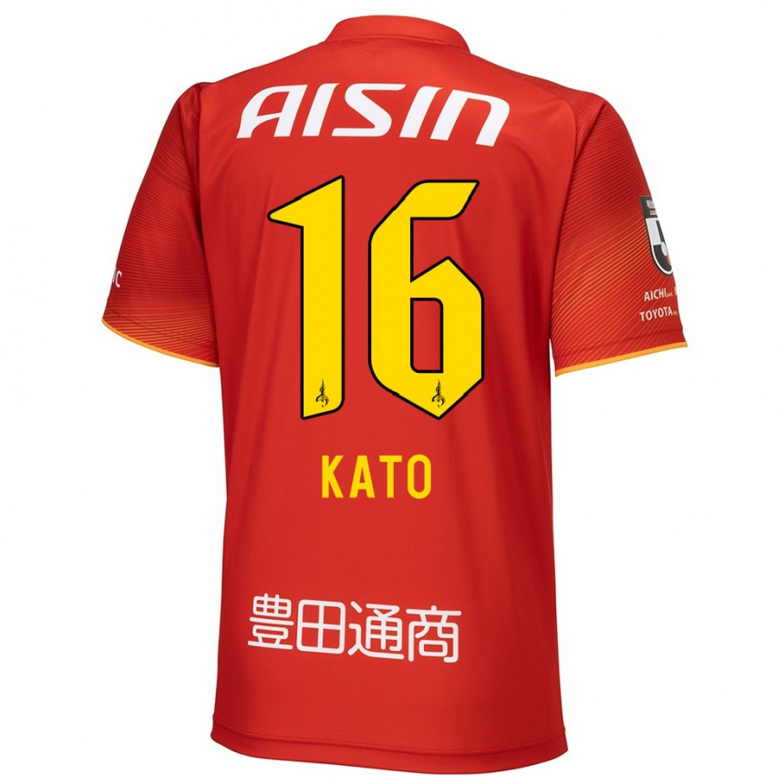 Enfant Football Maillot Naotaro Kato #16 Rouge Blanc Jaune Tenues Domicile 2024/25