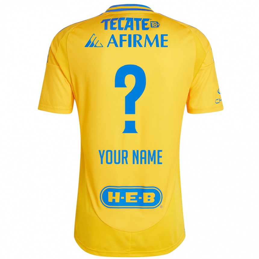 Enfant Football Maillot Votre Nom #0 Or Jaune Tenues Domicile 2024/25