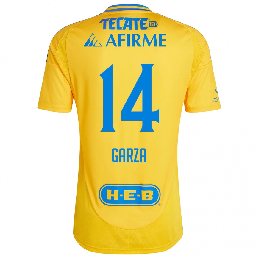 Enfant Football Maillot Jesús Garza #14 Or Jaune Tenues Domicile 2024/25