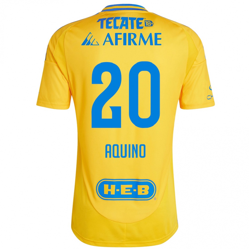 Enfant Football Maillot Javier Aquino #20 Or Jaune Tenues Domicile 2024/25