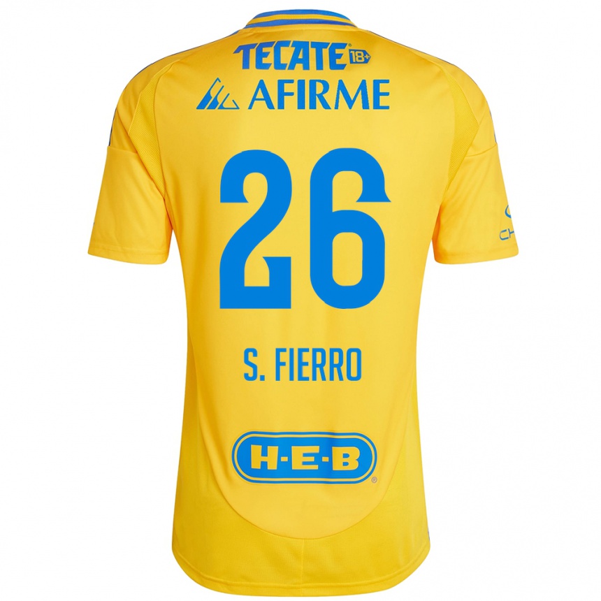 Enfant Football Maillot Sebastián Fierro #26 Or Jaune Tenues Domicile 2024/25