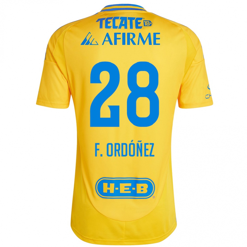 Enfant Football Maillot Fernando Ordóñez #28 Or Jaune Tenues Domicile 2024/25