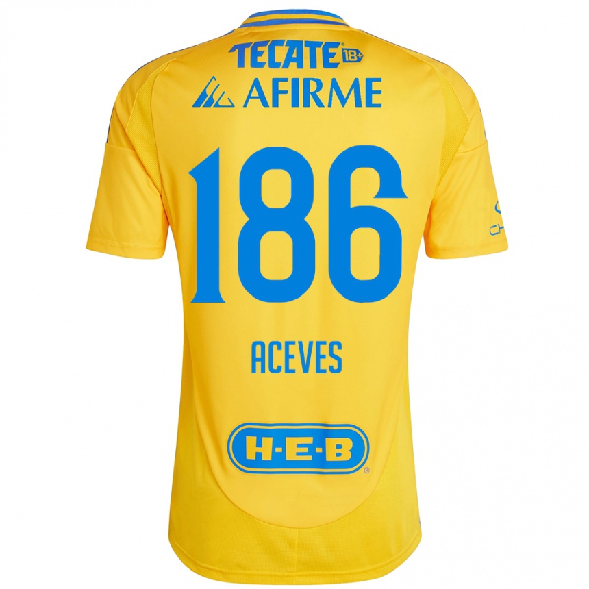 Enfant Football Maillot Israel Aceves #186 Or Jaune Tenues Domicile 2024/25