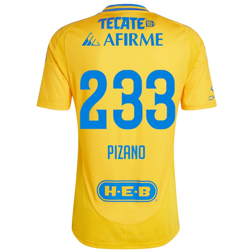 Enfant Football Maillot Juan Pizano #233 Or Jaune Tenues Domicile 2024/25