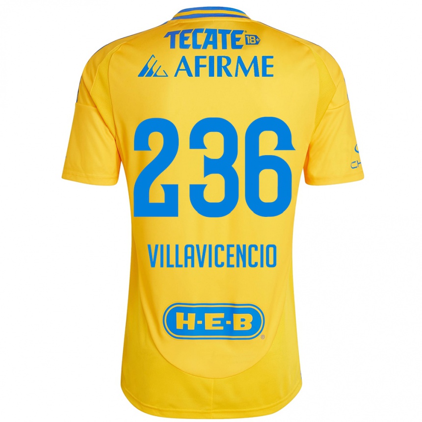 Enfant Football Maillot Edgar Villavicencio #236 Or Jaune Tenues Domicile 2024/25