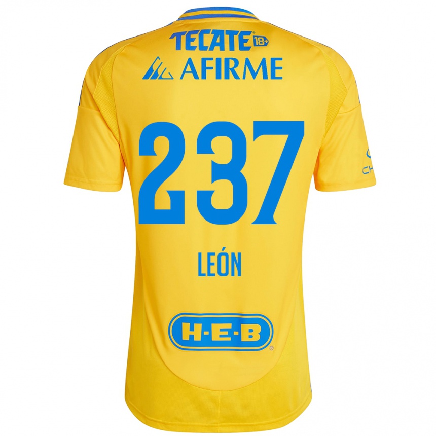 Enfant Football Maillot Gabriel León #237 Or Jaune Tenues Domicile 2024/25