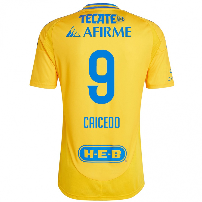 Enfant Football Maillot Jordy Caicedo #9 Or Jaune Tenues Domicile 2024/25