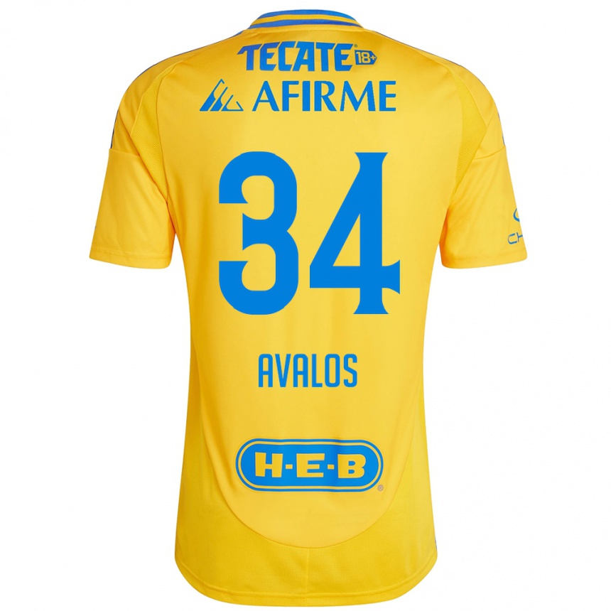 Enfant Football Maillot Erick Avalos #34 Or Jaune Tenues Domicile 2024/25