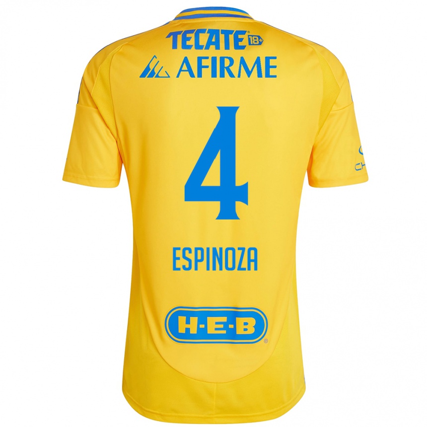 Enfant Football Maillot Greta Espinoza #4 Or Jaune Tenues Domicile 2024/25