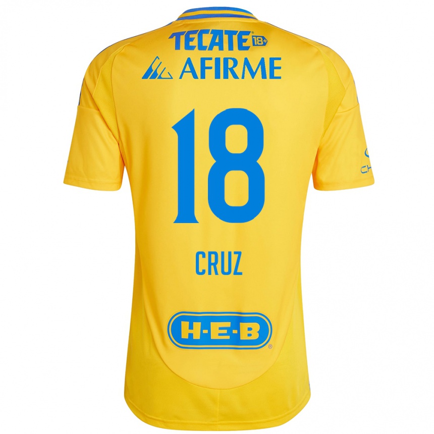 Enfant Football Maillot Belen Cruz #18 Or Jaune Tenues Domicile 2024/25