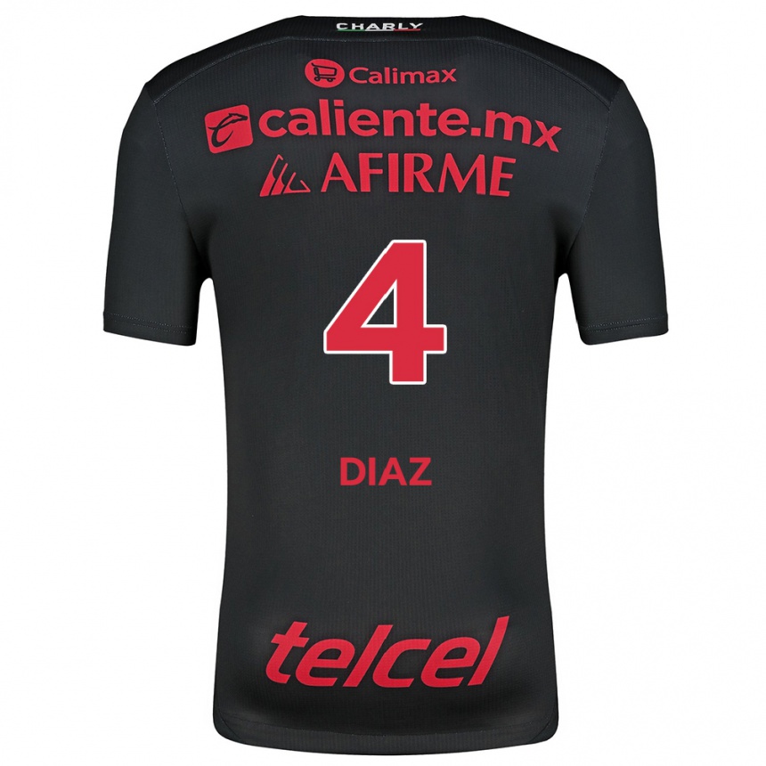 Enfant Football Maillot Nicolás Díaz #4 Noir Rouge Tenues Domicile 2024/25