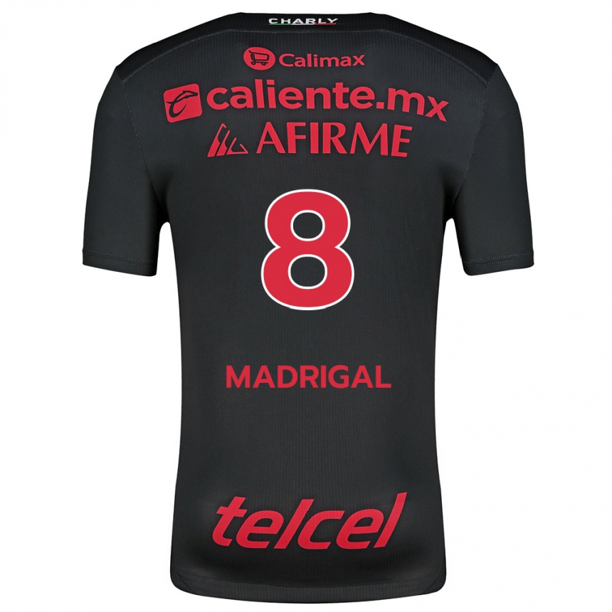 Enfant Football Maillot Fernando Madrigal #8 Noir Rouge Tenues Domicile 2024/25