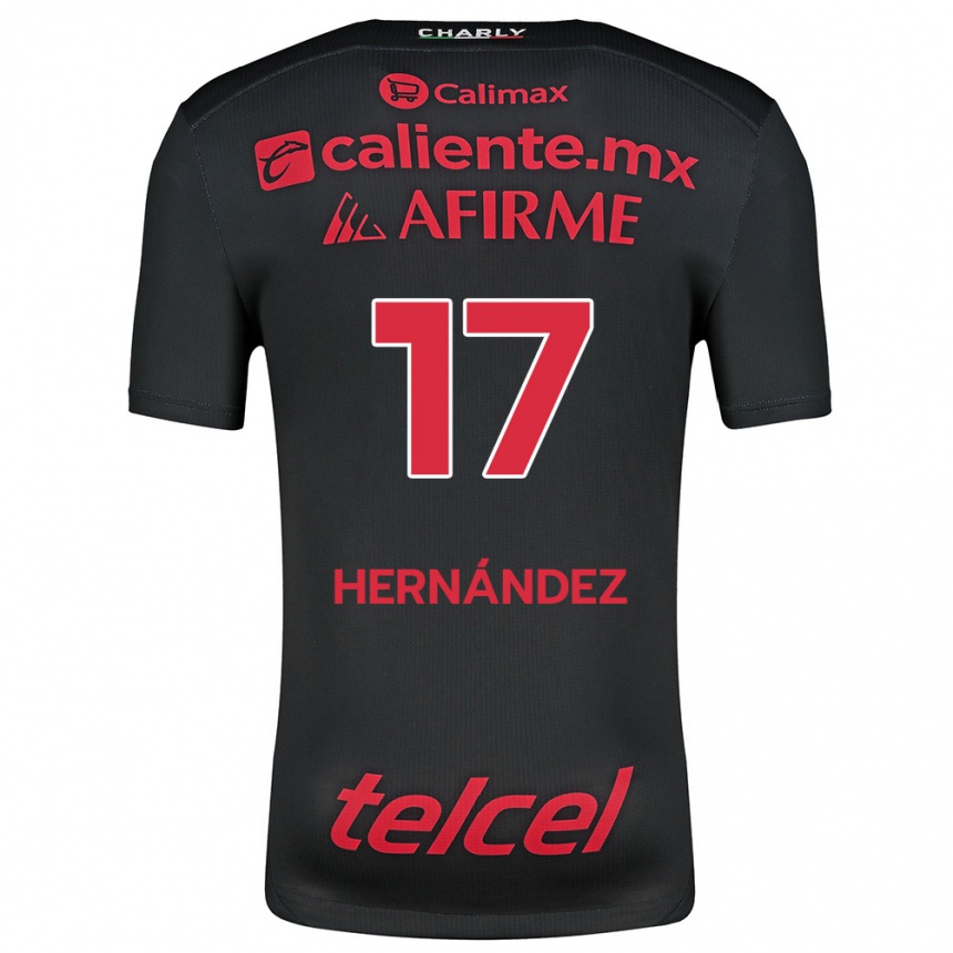 Enfant Football Maillot Rubén Hernández #17 Noir Rouge Tenues Domicile 2024/25