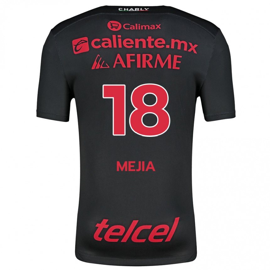 Enfant Football Maillot Aarón Mejía #18 Noir Rouge Tenues Domicile 2024/25