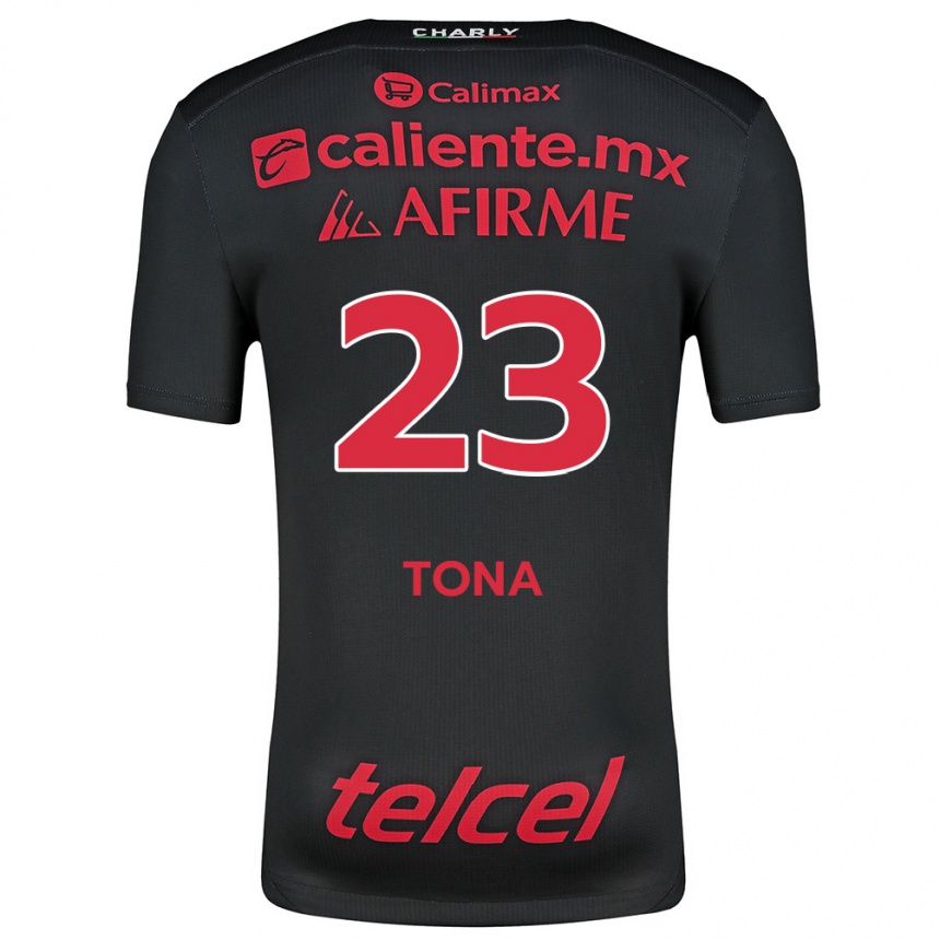 Enfant Football Maillot Iván Tona #23 Noir Rouge Tenues Domicile 2024/25