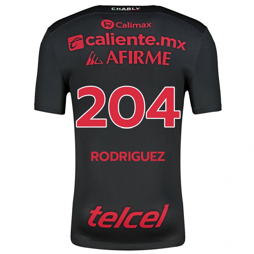 Enfant Football Maillot Jesús Rodríguez #204 Noir Rouge Tenues Domicile 2024/25