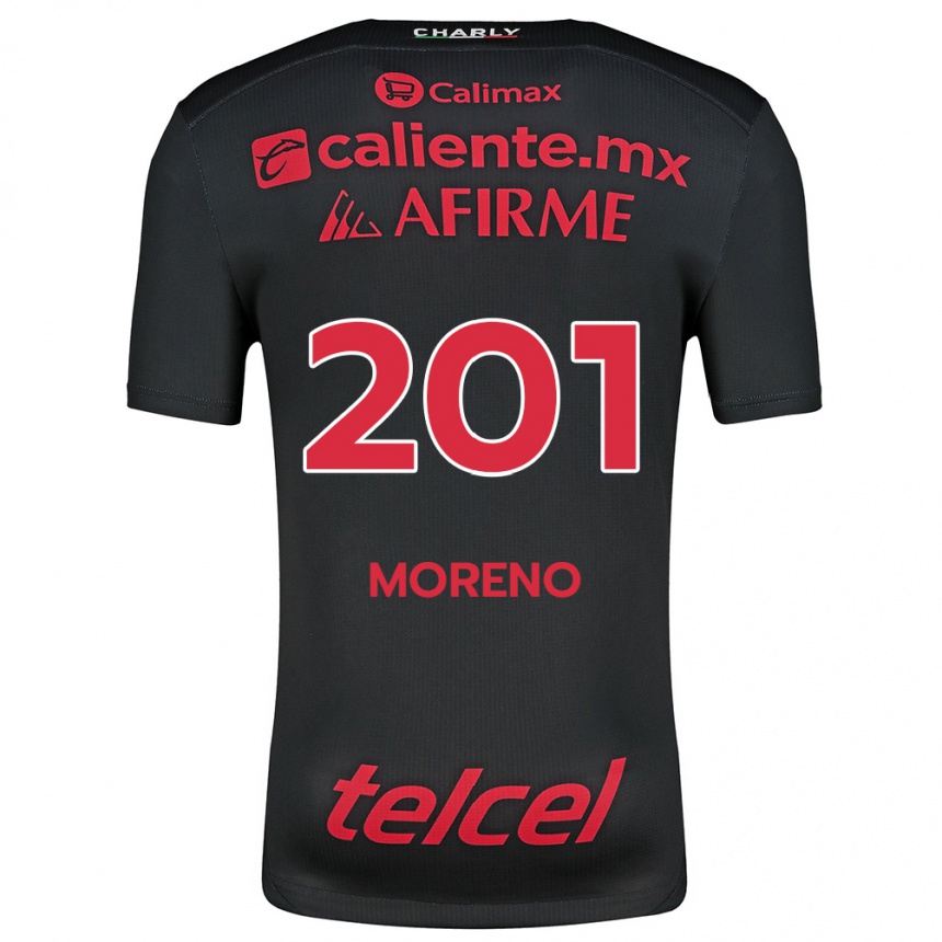 Enfant Football Maillot Jesús Moreno #201 Noir Rouge Tenues Domicile 2024/25