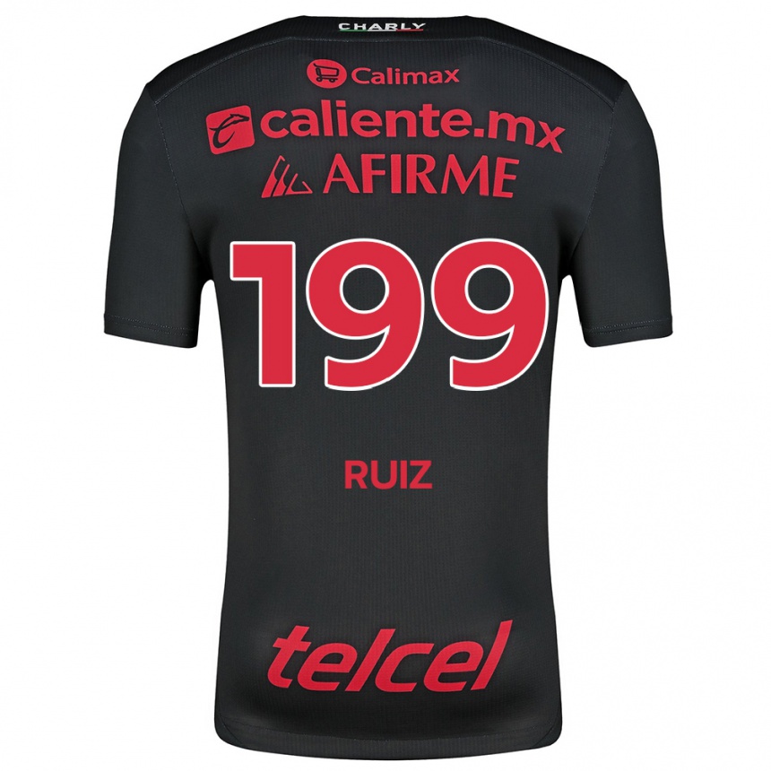 Enfant Football Maillot Emilio Ruiz #199 Noir Rouge Tenues Domicile 2024/25