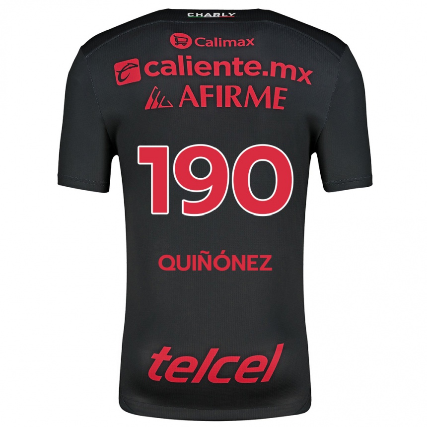 Enfant Football Maillot Martín Quiñónez #190 Noir Rouge Tenues Domicile 2024/25