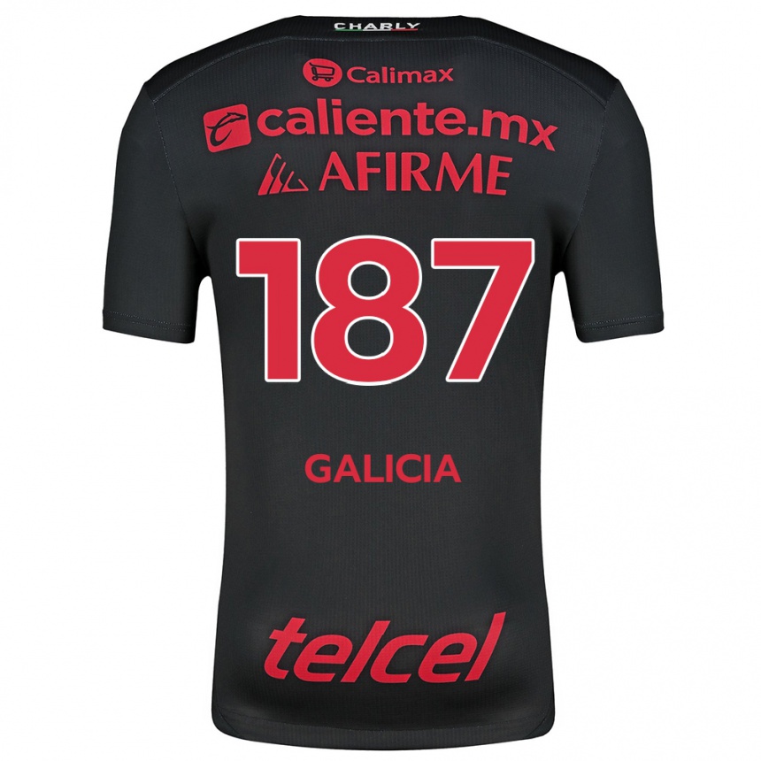 Enfant Football Maillot Carlos Galicia #187 Noir Rouge Tenues Domicile 2024/25