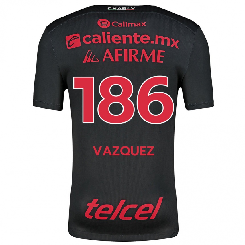 Enfant Football Maillot Octavio Vázquez #186 Noir Rouge Tenues Domicile 2024/25