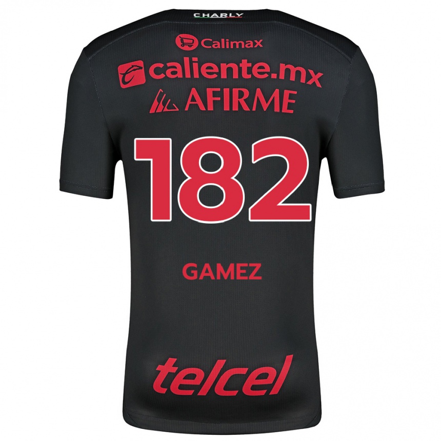 Enfant Football Maillot Mark Gamez #182 Noir Rouge Tenues Domicile 2024/25