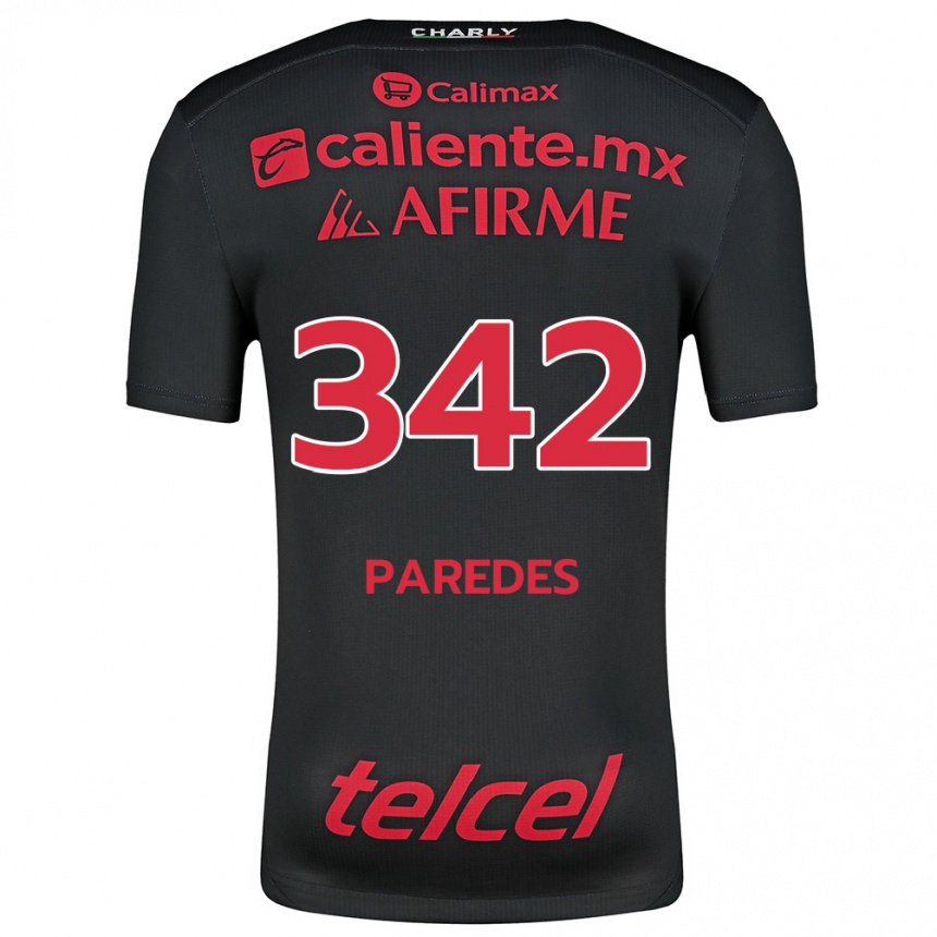 Enfant Football Maillot Santiago Paredes #342 Noir Rouge Tenues Domicile 2024/25