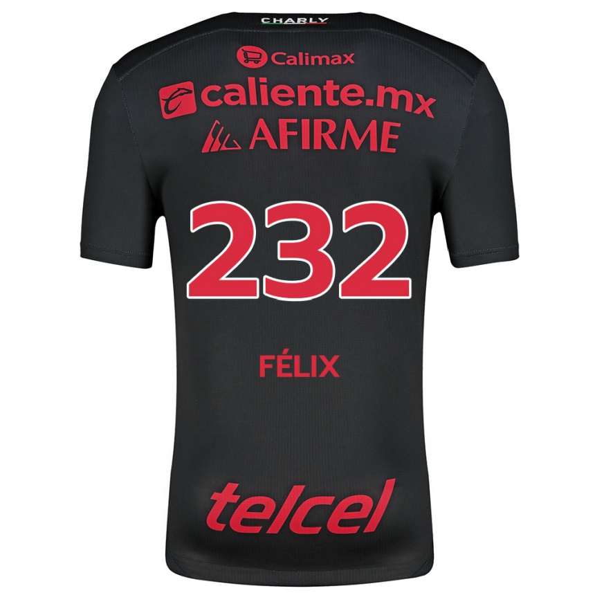 Enfant Football Maillot Erick Félix #232 Noir Rouge Tenues Domicile 2024/25